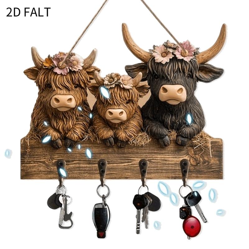 Rustic Highland Cow Wooden Hanging Ornament(2D Flat Products)