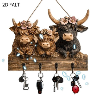 Rustic Highland Cow Wooden Hanging Ornament(2D Flat Products)