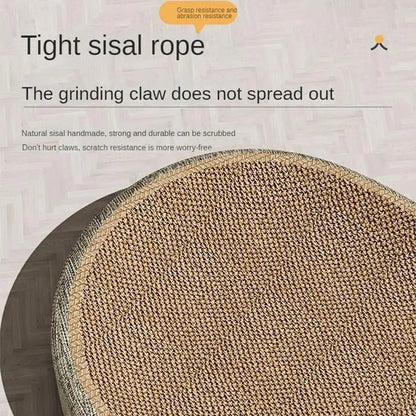 Sisal Cat Scratcher Bed with Oval Concave Design and Anti-Slip Base