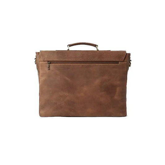Happy Shopee Pull-up Leather Messenger Bag - 16" Laptop Professional Briefcase