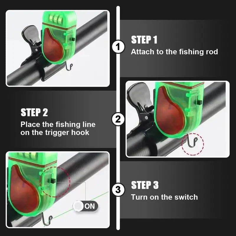 Rod Bite Alert with Sound and LED Flash for Night Fishing