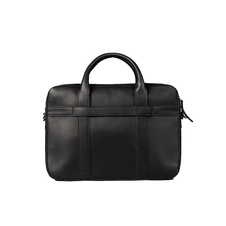 Happy Shopee Full Grain Milled Leather Laptop Bag - 14" Slim Executive Briefcase