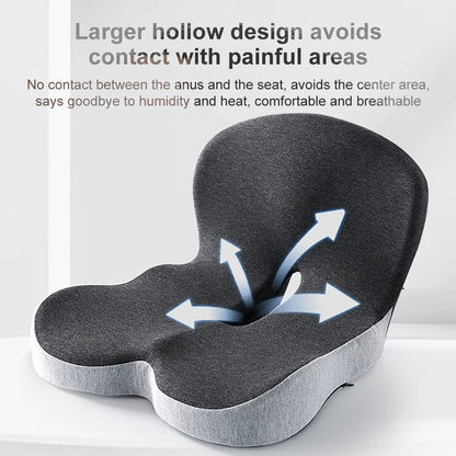 Seat Cushion with Memory Foam Core and Curved Backrest, Anti-Slip Base