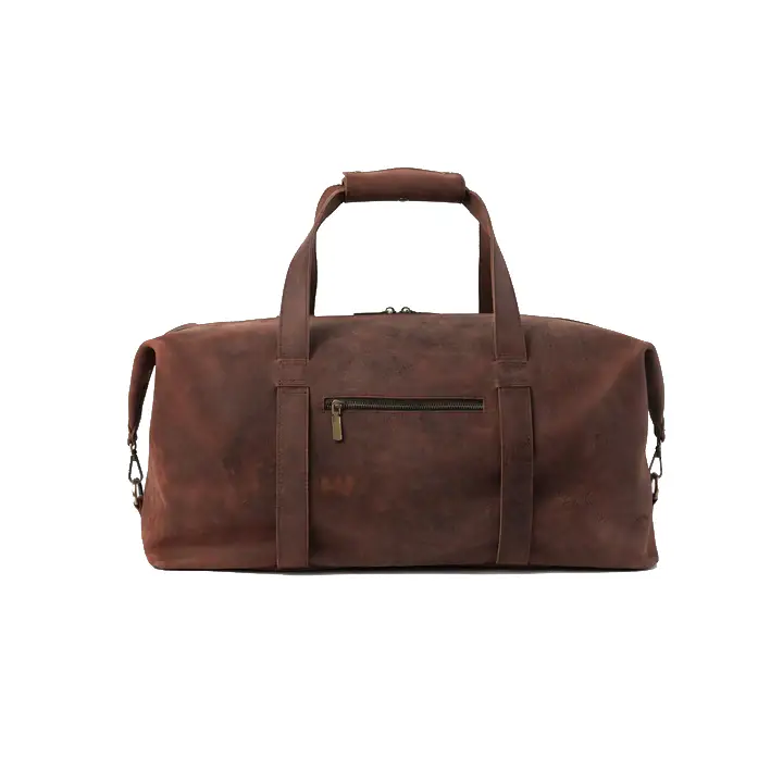 Happy Shopee Pull-up Cowhide Leather Travel Duffel - 29" Heritage Weekender Bag