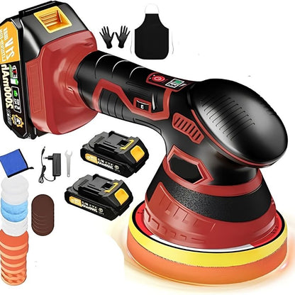 Battery Powered Orbital Buffer for Auto Paint Correction with Multiple Foam Pads