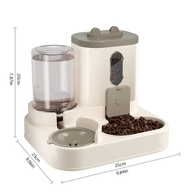 Automatic Pet Feeder with Gravity Refill System and Siphon Water Control