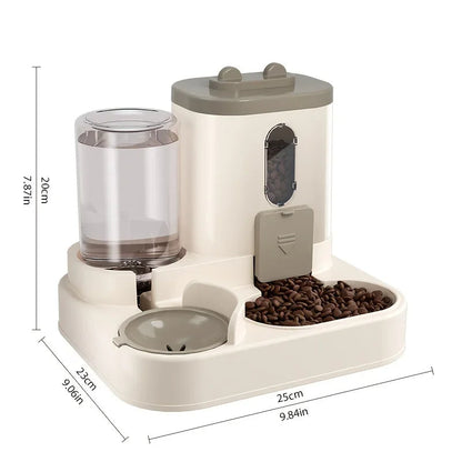 Automatic Pet Feeder with Gravity Refill System and Siphon Water Control