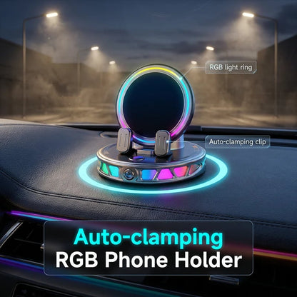 RGB Car Phone Mount  Auto-Clamping & Wireless Charging