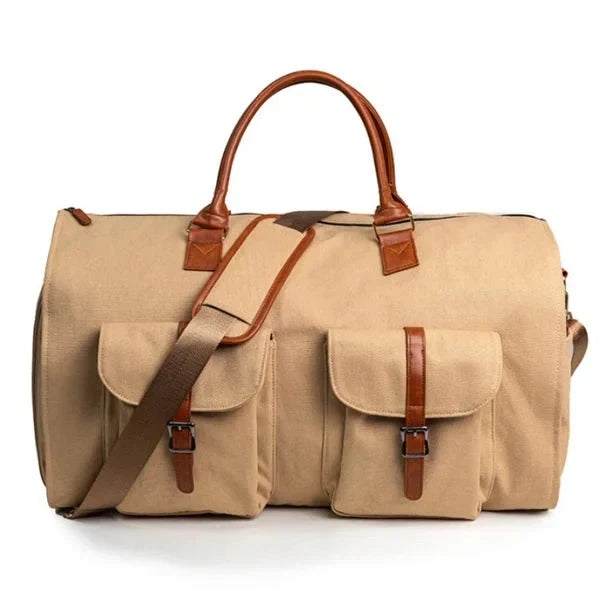Convertible Travel Duffle Bag with Garment Buckles and Shoe Compartment, Telescoping Handle