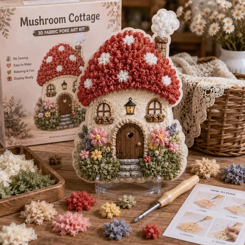 Whimsical Village 3D Fabric Poke Art Kit