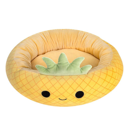 Enclosed Pet Bed with Plush Fabric and Cushioned Filling for Small Dogs and Cats