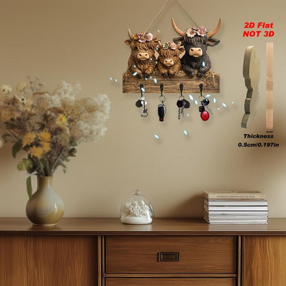 Rustic Highland Cow Wooden Hanging Ornament(2D Flat Products)