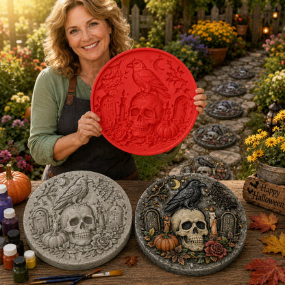 Reusable Haunted Pumpkin Halloween Stepping Stone Mold