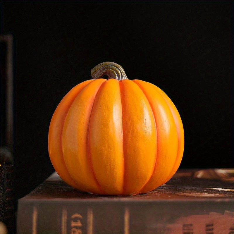 Carved Jack O'Lantern Ornament with Skull Insert and Resin Construction