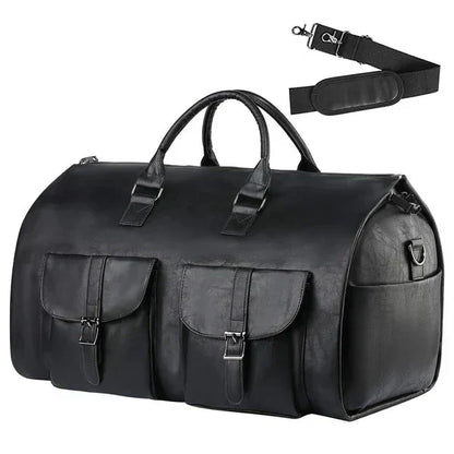 Convertible Travel Duffle Bag with Garment Buckles and Shoe Compartment, Telescoping Handle