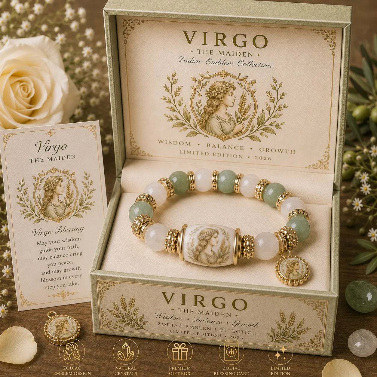 12 Zodiac Bracelet – Natural Chalcedony, Your Sign, Your Energy