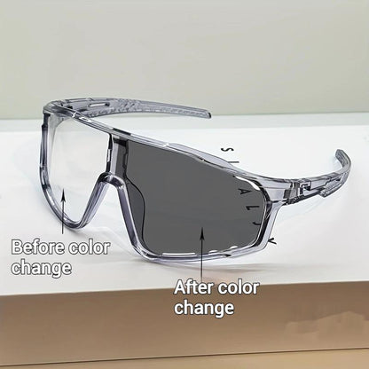 Photochromic Sports Sunglasses with UV Protection and Gray Tint, Unisex