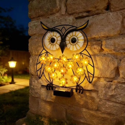 Solar-powered Wrought Iron Owl Lamp