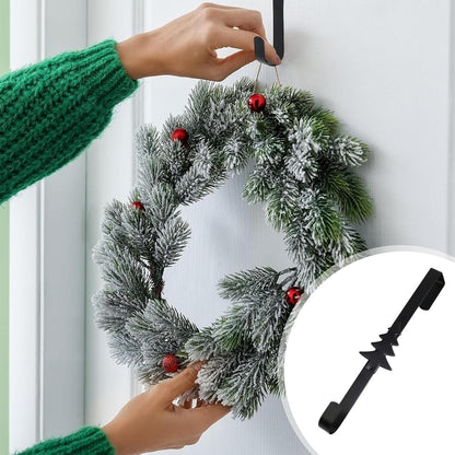 Metal Over The Door Wreath Hanger | Christmas Snowflake Tree Star Decor Hook