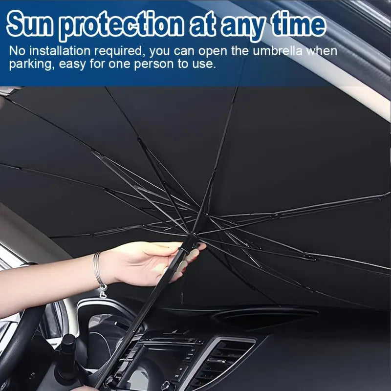 Windshield Sunshade 55x31in with Reflective Coating and Umbrella Fold for Cars