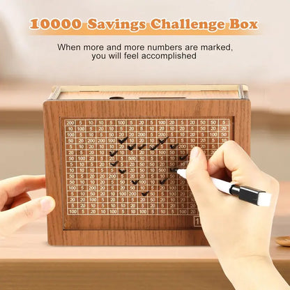 Wooden Savings Tracker with Acrylic Display Panel and Nine Goal Targets