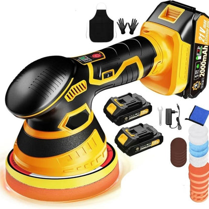 Battery Powered Orbital Buffer for Auto Paint Correction with Multiple Foam Pads