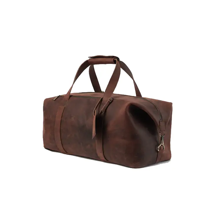 Happy Shopee Pull-up Cowhide Leather Travel Duffel - 29" Heritage Weekender Bag