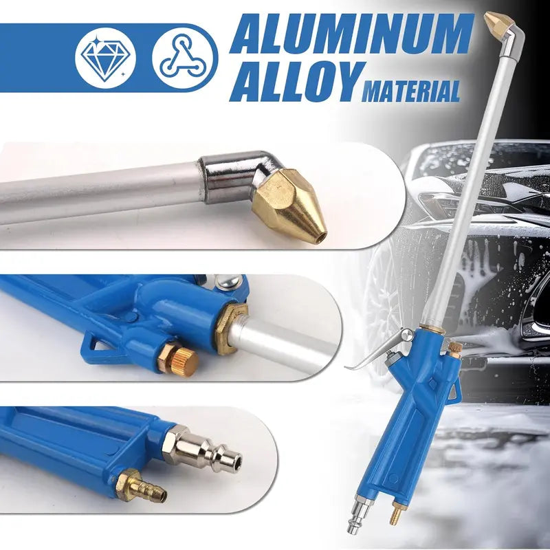 Pneumatic Air Blow Gun with Adjustable Pivoting Nozzle and Quick Connector Hose