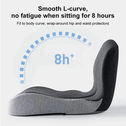 Seat Cushion with Memory Foam Core and Curved Backrest, Anti-Slip Base