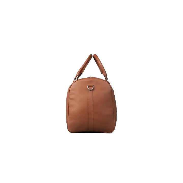 Happy Shopee Full Grain Milled Leather Travel Duffel - 20" Cognac Weekender Bag