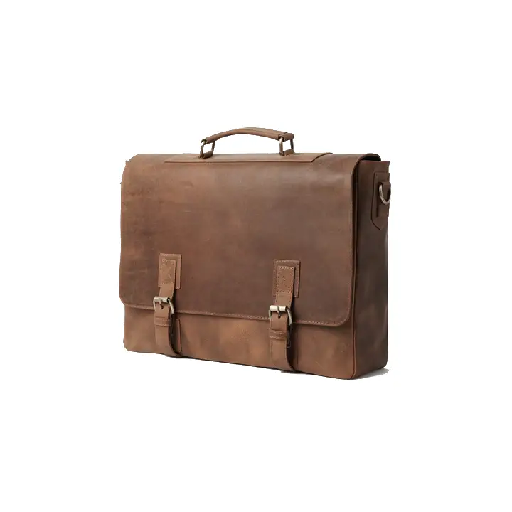 Happy Shopee Pull-up Leather Messenger Bag - 16" Laptop Professional Briefcase
