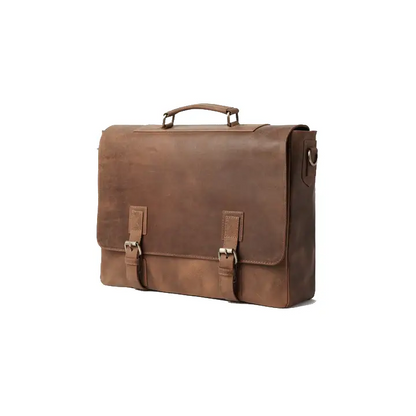 Happy Shopee Pull-up Leather Messenger Bag - 16" Laptop Professional Briefcase