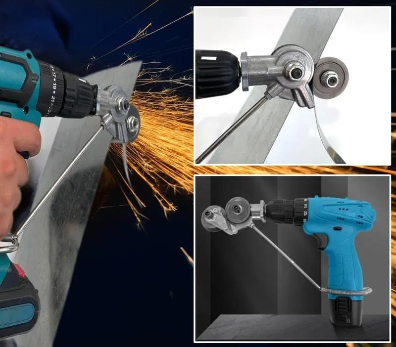Metal Cutter Drill Attachment with Three Interchangeable Heads for Sheet Metal