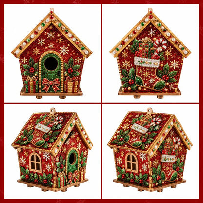 Christmas Pearl Cottage Art Kit | Pre-Cut Wooden Panels, Sparkling Rhinestones, Pearl Beads & Complete Tools for a 3D Holiday House