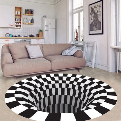 Optical Vortex Spiral Rug with Anti-Slip Backing and Water-Resistant Polyester