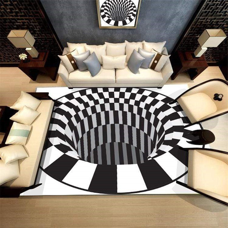 Optical Vortex Spiral Rug with Anti-Slip Backing and Water-Resistant Polyester
