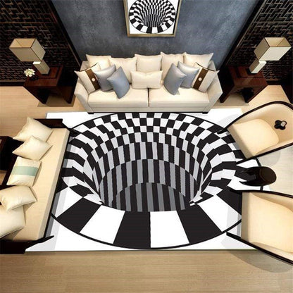 Optical Vortex Spiral Rug with Anti-Slip Backing and Water-Resistant Polyester
