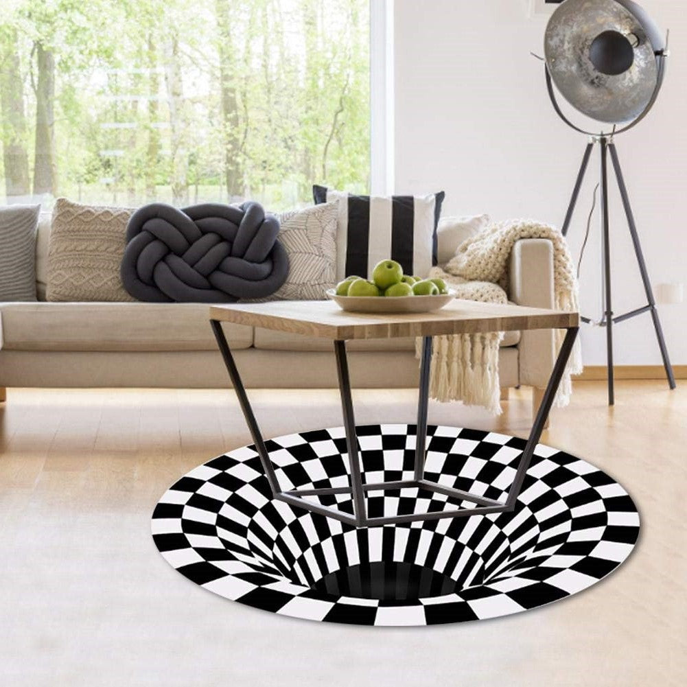 Optical Vortex Spiral Rug with Anti-Slip Backing and Water-Resistant Polyester