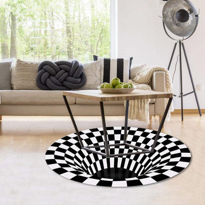 Optical Vortex Spiral Rug with Anti-Slip Backing and Water-Resistant Polyester