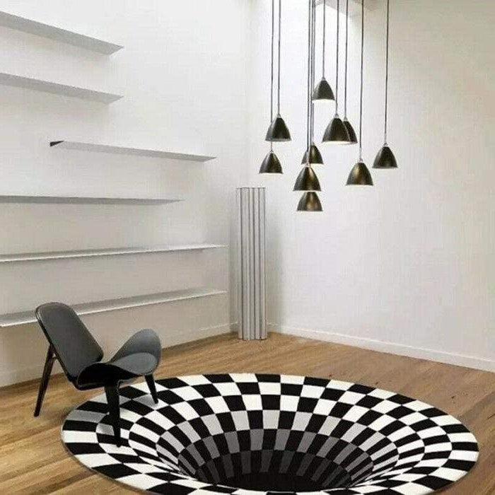 Optical Vortex Spiral Rug with Anti-Slip Backing and Water-Resistant Polyester