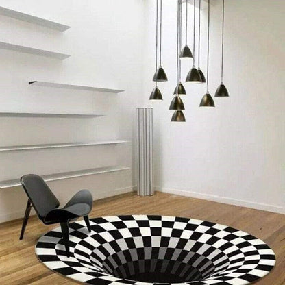 Optical Vortex Spiral Rug with Anti-Slip Backing and Water-Resistant Polyester
