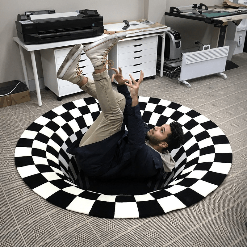 Optical Vortex Spiral Rug with Anti-Slip Backing and Water-Resistant Polyester