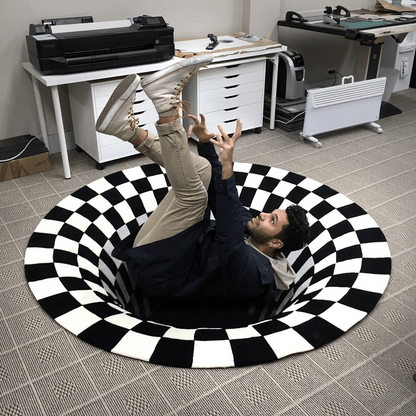 Optical Vortex Spiral Rug with Anti-Slip Backing and Water-Resistant Polyester
