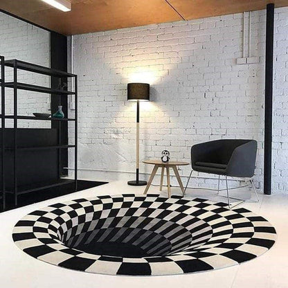 Optical Vortex Spiral Rug with Anti-Slip Backing and Water-Resistant Polyester