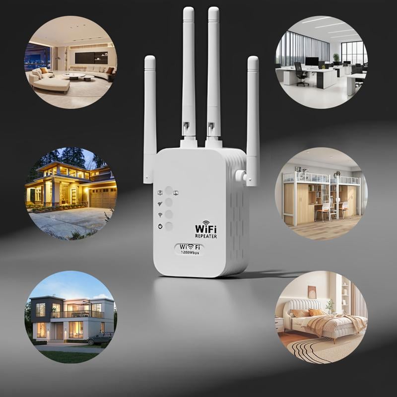 1200Mbps Dual Band WiFi Extender – Covers 10,000 sq.ft & 50 Devices