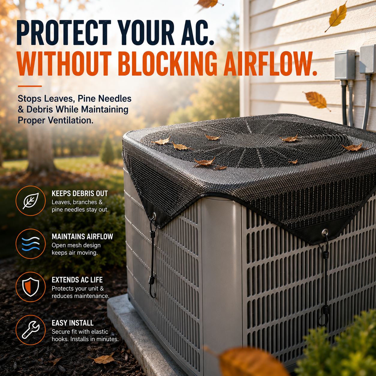 Outdoor Air Conditioner Mesh Cover | Protect Your AC From Leaves & Debris