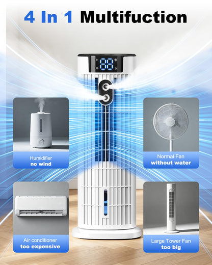 Portable Air Cooler 4-in-1 with Remote Control and Mist Function