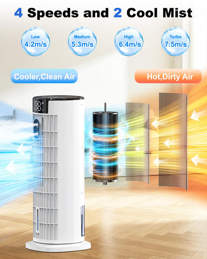 Portable Air Cooler 4-in-1 with Remote Control and Mist Function