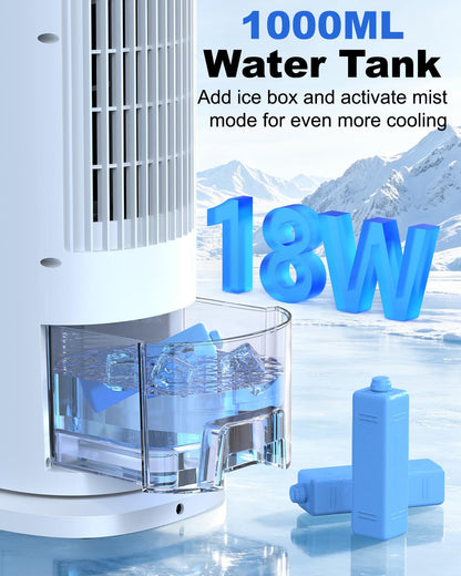 Portable Air Cooler 4-in-1 with Remote Control and Mist Function