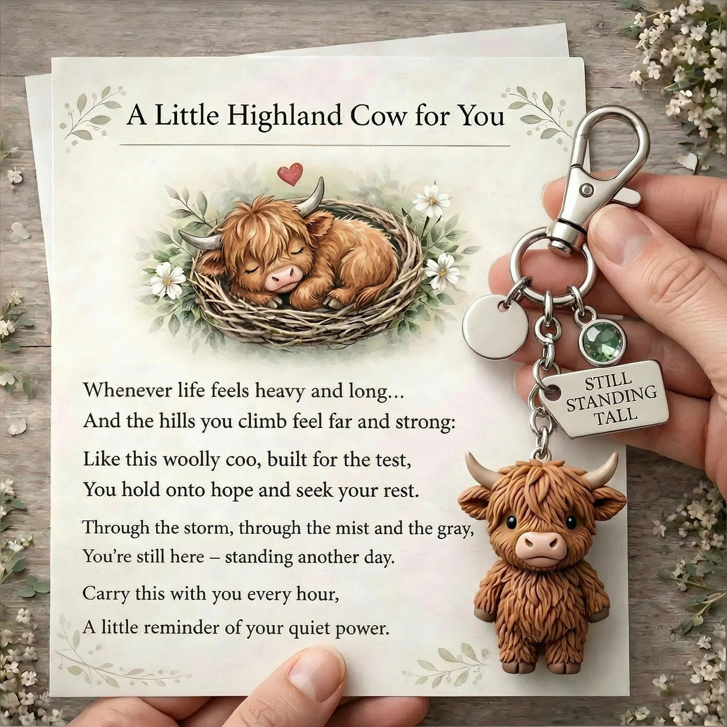 A Little Highland Cow For You Keychain: Your Daily Reminder of Quiet Strength